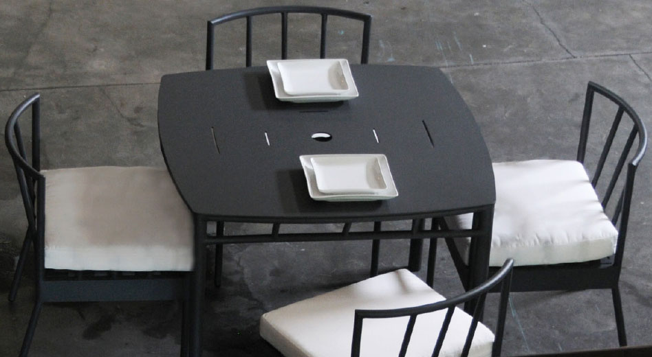 4 chairs around a table