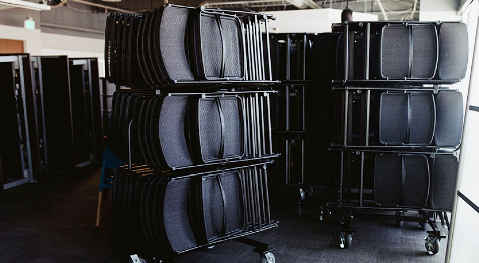 MityLite Chairs on Chair Carts