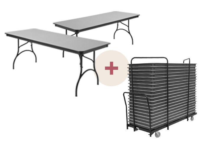 ABS Rectangle Table Along Double Capacity Cart