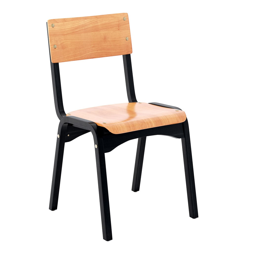 Carlo Stacking Chair with Standard Wild Cherry Stain Front 45