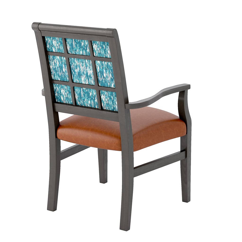 Hudson Accent Armchair with Window Pane Back Back 45 Angle