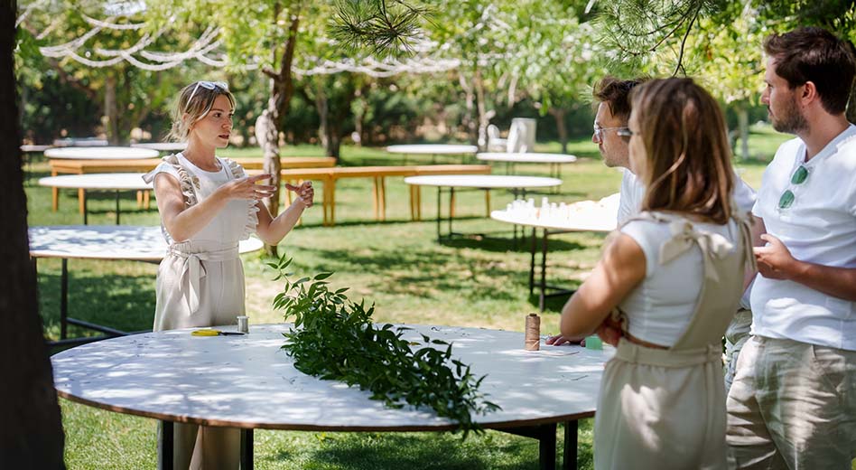 An event coordinator instructing her team